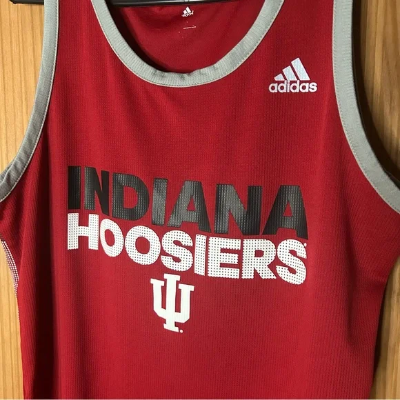 Adidas Red and Gray Indiana Hoosiers Men's Tank Top - Picture 2 of 4